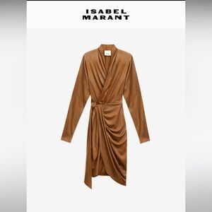 Isabel Marant Aleora Suede Cognac Wrap Dress